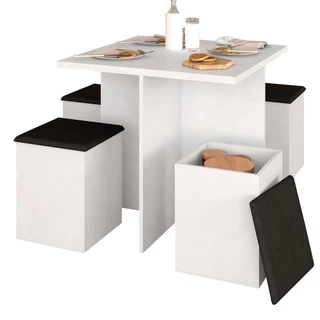 Conjunto Sala De Jantar 4 Banquetas Berlim Bco/ Preto - M. Arapongas