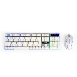 Kit Teclado Mouse Gamer KEEDI-TEC800 Membrana LED USB Branco