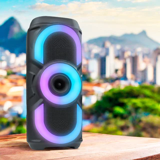 Caixa de Som Bluetooth 50W Potente RGB LED Grande Som Alto TWS Portátil USB FM