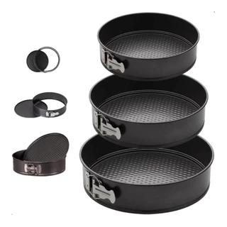 Kit 3 Formas com Fundo Removível Antiaderente com Fundo Removível para torta Bolo