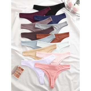 Kit de Calcinha Fio Dental Feminina Canelado Forro de Algodão em Oferta na Shopee