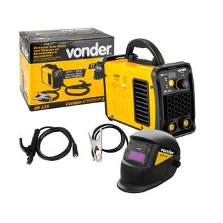 Máquina de Solda Inversora 120A Bivolt IM125 Eletrodo e TIG Com Máscara Escurecimento Automático Vonder.
