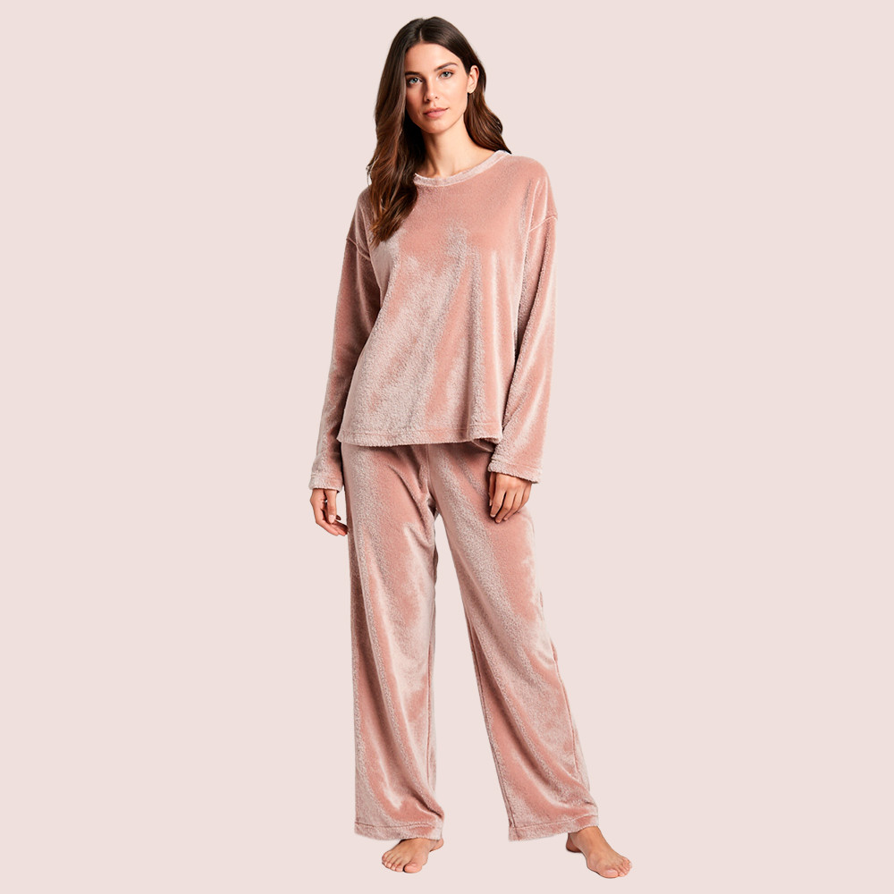 Pijama Soft Feminino Inverno Longo Adulto Fleece Básico | Shopee Brasil