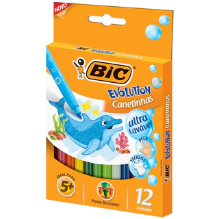 Caneta hidrográfica Evolution com 12 cores Bic em Oferta na Shopee