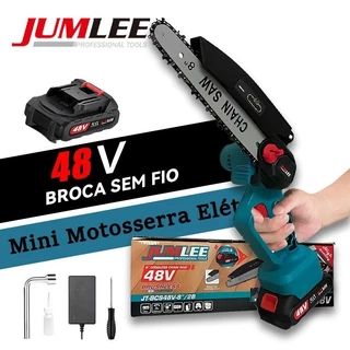 JUMLEE Mini Motosserra Elétrica Portátil Bateria 36v 4"E6" /48v 8 "motosserra elétrica