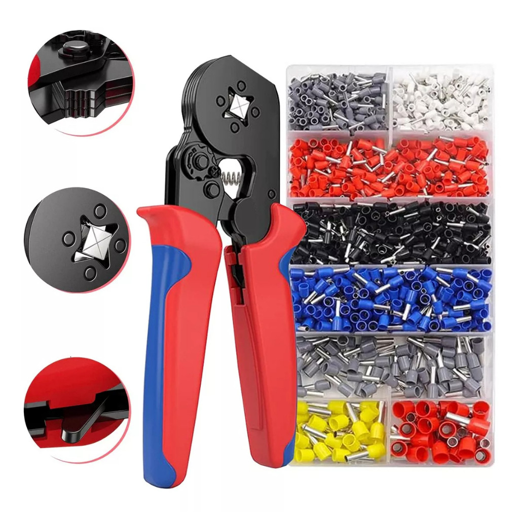 Kit Alicate Crimpar Prensa Box Com 1200 Terminal Ilhós 0,25 A 10mm
