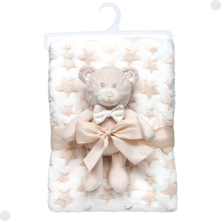 Mantinha Com Ursinho Soninho Bege Para Bebês 18066 - Buba