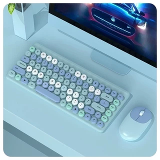 Teclado mecânico, 86 teclas, teclado colorido sem fio 2.4G com mouse, compacto para jogadores anjgg