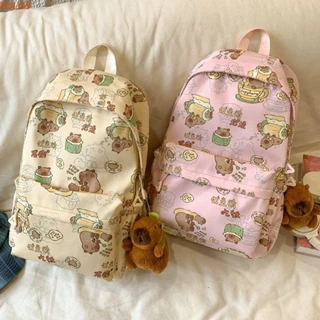 Mochila POLOS Capivara , Bolsa De Ombro Animal Capibara De Grande Capacidade Escolar Estilo Coreano