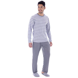 Pijama masculino para o inverno suede Listrado Victory em Oferta na Shopee
