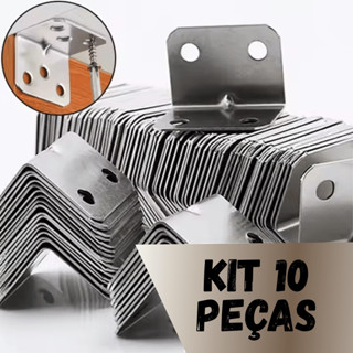 Kit 10 Cantoneiras Inox Móveis 4 furos 22x22x32mm + Parafusos Fixação Combo Pronto para Instalação