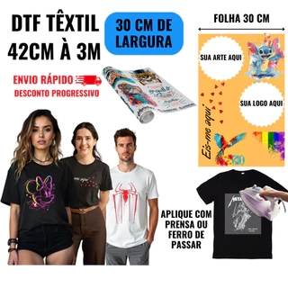 DTF Têxtil por Metro Atacado Estilo Silk Estampa para Camiseta e Tecidos Diversos Envio Imediato