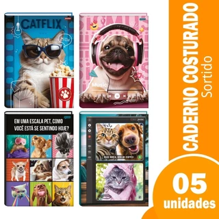 Caderno Costurado Jandaia Universitário Capa Dura Pet 80 Folhas - Embalagem com 5 Unidades (Sortidos) em Oferta na Shopee