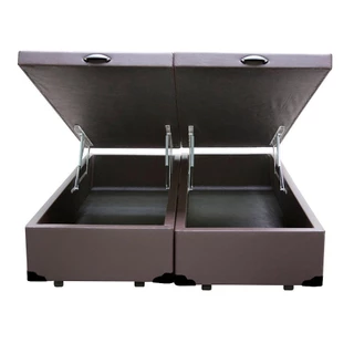 Cama Box Baú Blindado Casal Bipartido King Design Sintético Marrom 138x188x41