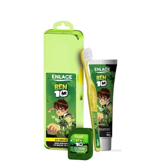 Kit Enlace Ben 10 Escova + Creme Dental + Fio Dental + Estojo em Oferta na Shopee