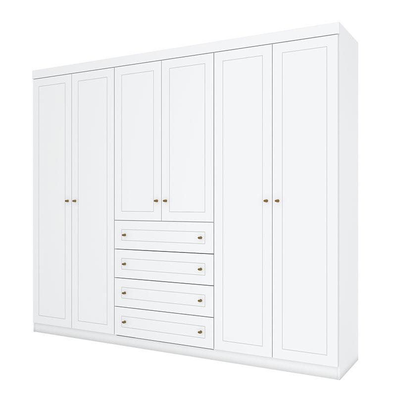 Guarda Roupa Casal Americano 6 Portas Branco HP – Henn