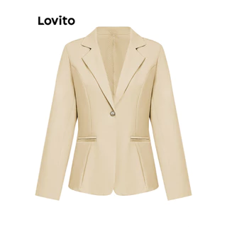 Lovito Blazer elegante com botão liso para mulheres LNL69026