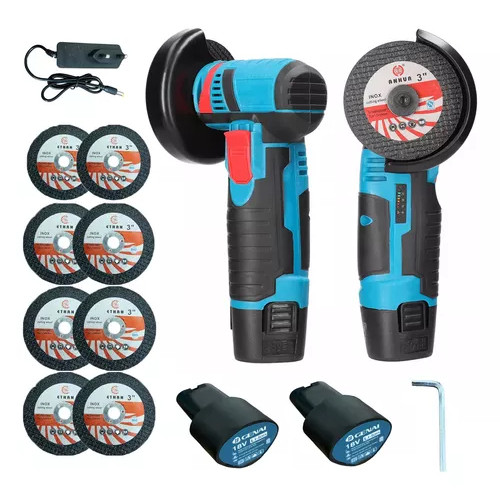 Mini Esmerilhadeira Lixadeira Angula Serra 2 Bateria 8 Disco | Shopee ...