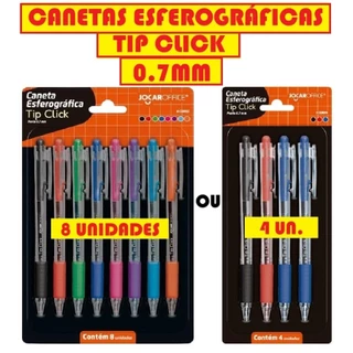 Canetas Esferográficas Tip Click 0.7mm Multicolorido 4 ou 8 unidades Escola Escrita Escritório em Oferta na Shopee