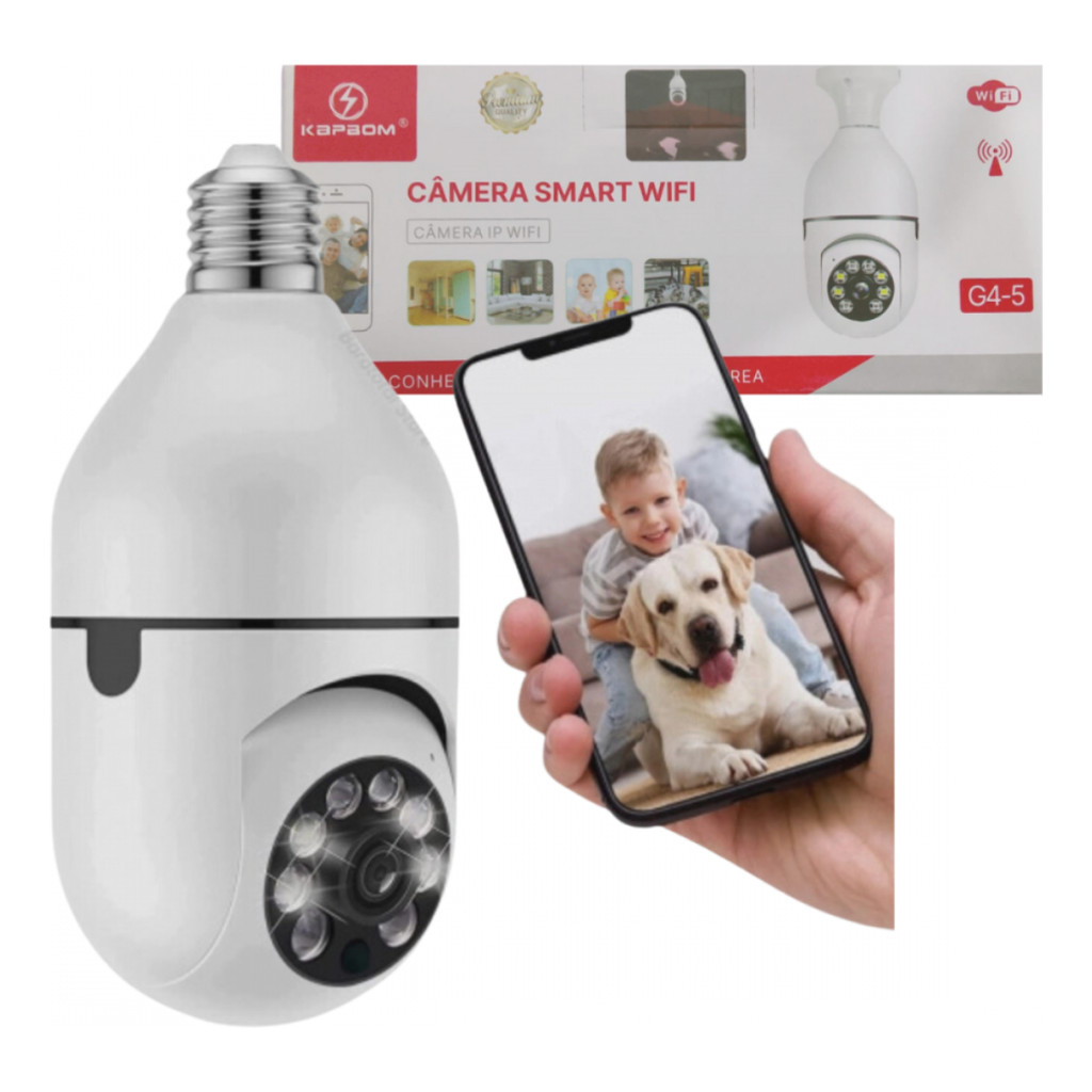 Câmera Lâmpada De Segurança Panorâmica Wifi Facil Instalaçao Basta ...