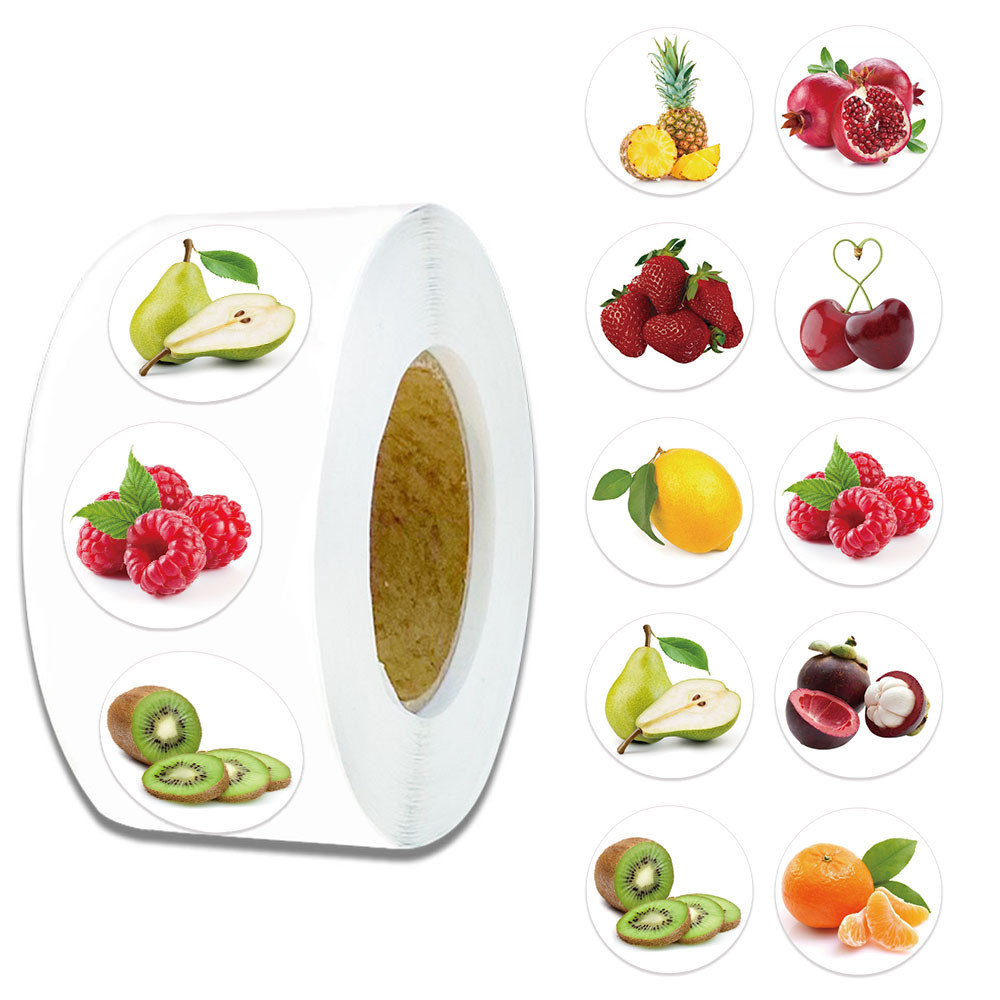 500 Peças 10 Imagens Rolo De Adesivos De Frutas/Fita Adesiva | Shopee ...
