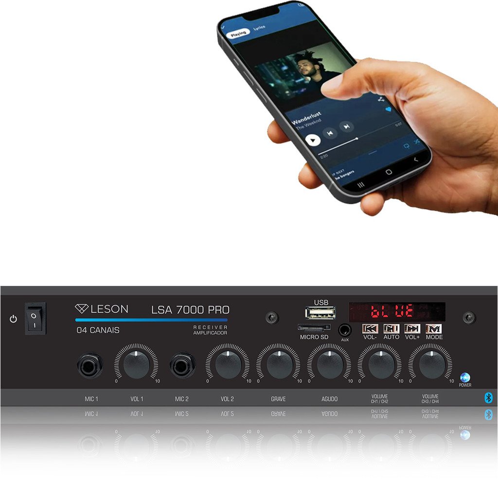 Amplificador Receiver Som Ambiente Leson LSA7000 120 RMS 4oh | Shopee ...