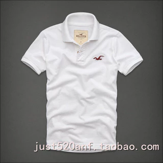 Hollistor Velho Algodão casual Gaivota Estampa Camisa polo De Manga Curta Para Homens
