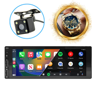 Central Multimídia 1Din 6.8 Pols, Android Auto e Carplay + Câmera de Ré + Relógio em Oferta na Shopee