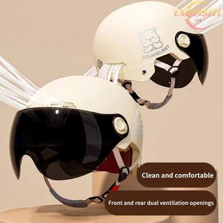 [EL] 1 Peça 3C Certificado Masculino E Feminino Adulto Desenho Animado Motocicleta Elétrica Meio Capacete Com Óculos De em Oferta na Shopee