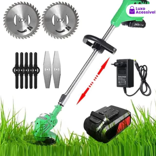 Aparador De Grama A Bateria Roçadeira Elétrica 12v 1300w 2 Baterias Envio Imediato