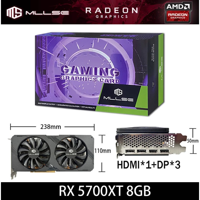 Mlse AMD RX 5700 xt 8gb Placa De Gráfica De Vídeo GPU GDDR6 256 Bits ...