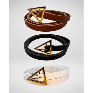 Kit 3 Cintos Slim Feminino Com Fivela Dourada Triangular