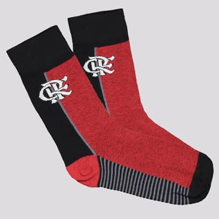 Meia Flamengo Casual Juvenil Vermelha e Preta