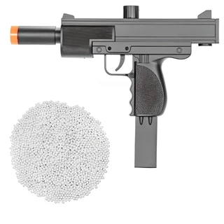 Kit Pistola AirSoft Spring Mini Uzi M36 6mm Preta - Double Eagle + 2000 Esfera 0.12g