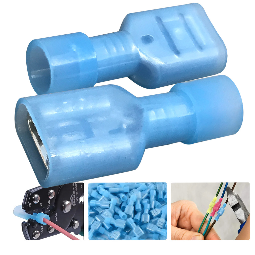 Kit 200 Terminal Femea Totalmente Isolado Faston 1.5 A 2.5mm Azul ...