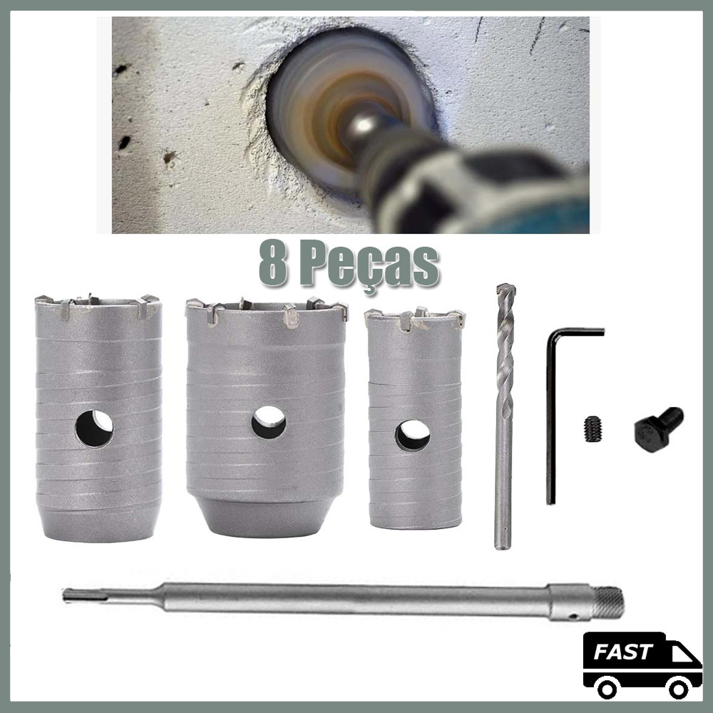 8 peças Kits Jogo Serra-Copo Widea Encaixe Martelete Broca Serra ...