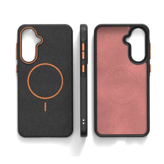 Capinha Capa Magsafe Textura Couro Aveludada P/ S20 S21 S22 S25 S24 FE Ultra Plus EDGE carrega sem fio
