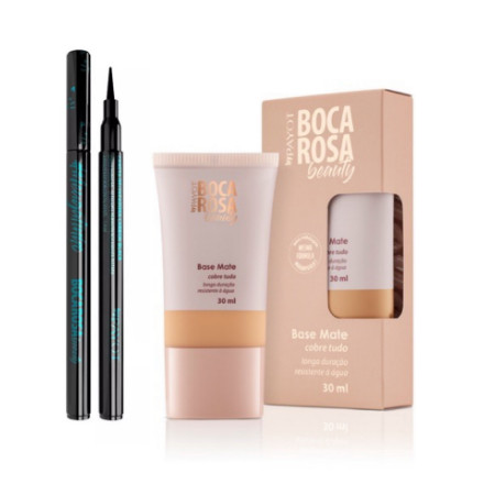 KIT Boca Rosa Base Líquida Matte Perfect By Payot + Caneta Delineadora ...