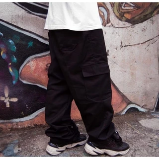 Calça Cargo Unissex de Sarja Barra Larga Skatista 6 Bolsos ref: CÇCARG