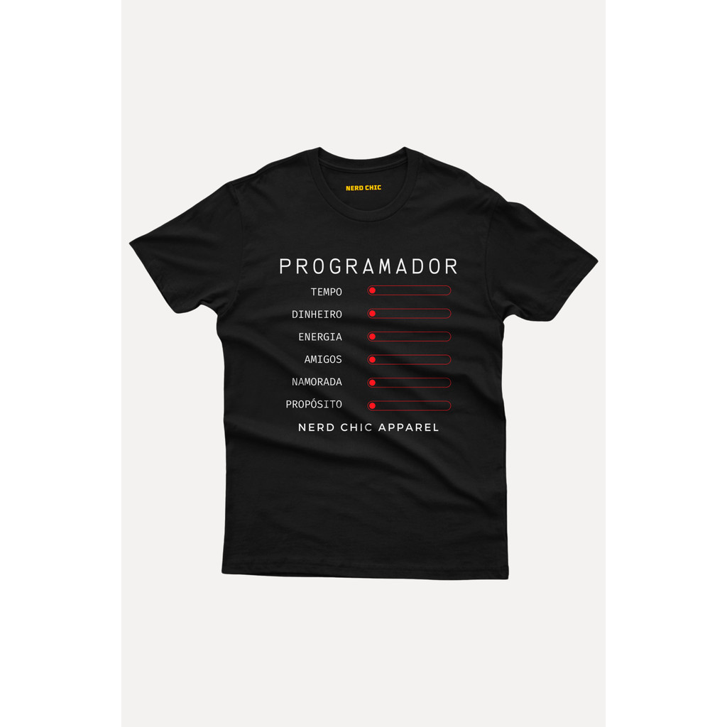 Camiseta Programador Status Bar Life By Nerd Chic Software | Shopee Brasil