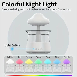 Umidificador Difusor Aroma Bluetooth Com Som Design Nuvem e Chuva 7 Cores Luz Noturna Doméstica