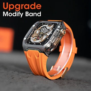 Nova Pulseira Modificada RICHARD Mile Para iWatch Ultra 3 2 49mm 46 45mm 44mm Banda Crystal Transparent Case + De Silico