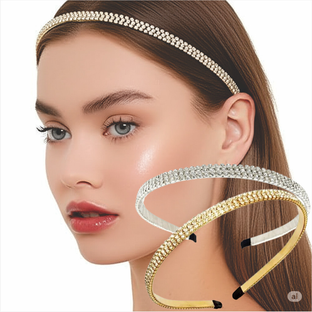 Kit c/ 02 Tiaras 01 Dourada e 01 Prata Inox Banhado com Strass ...