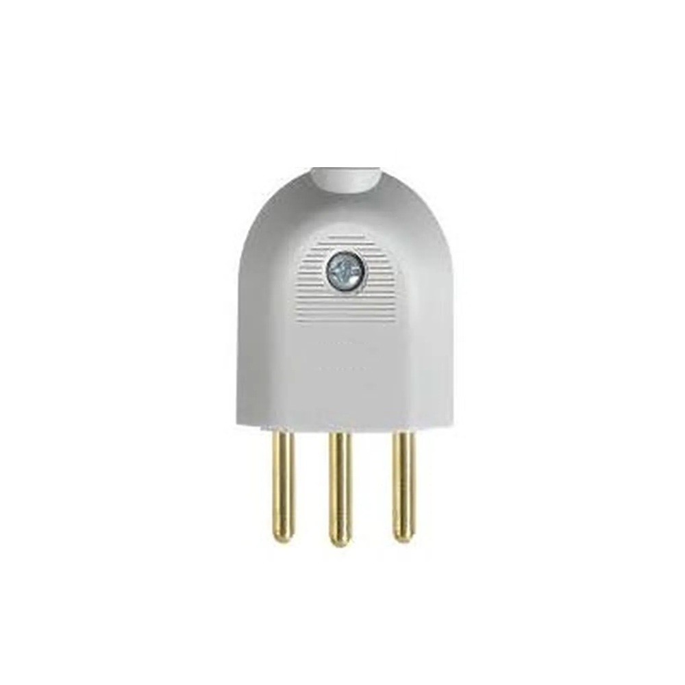 PLUG MACHO RETO 2P+T 10A BRANCO PERLEX | Shopee Brasil