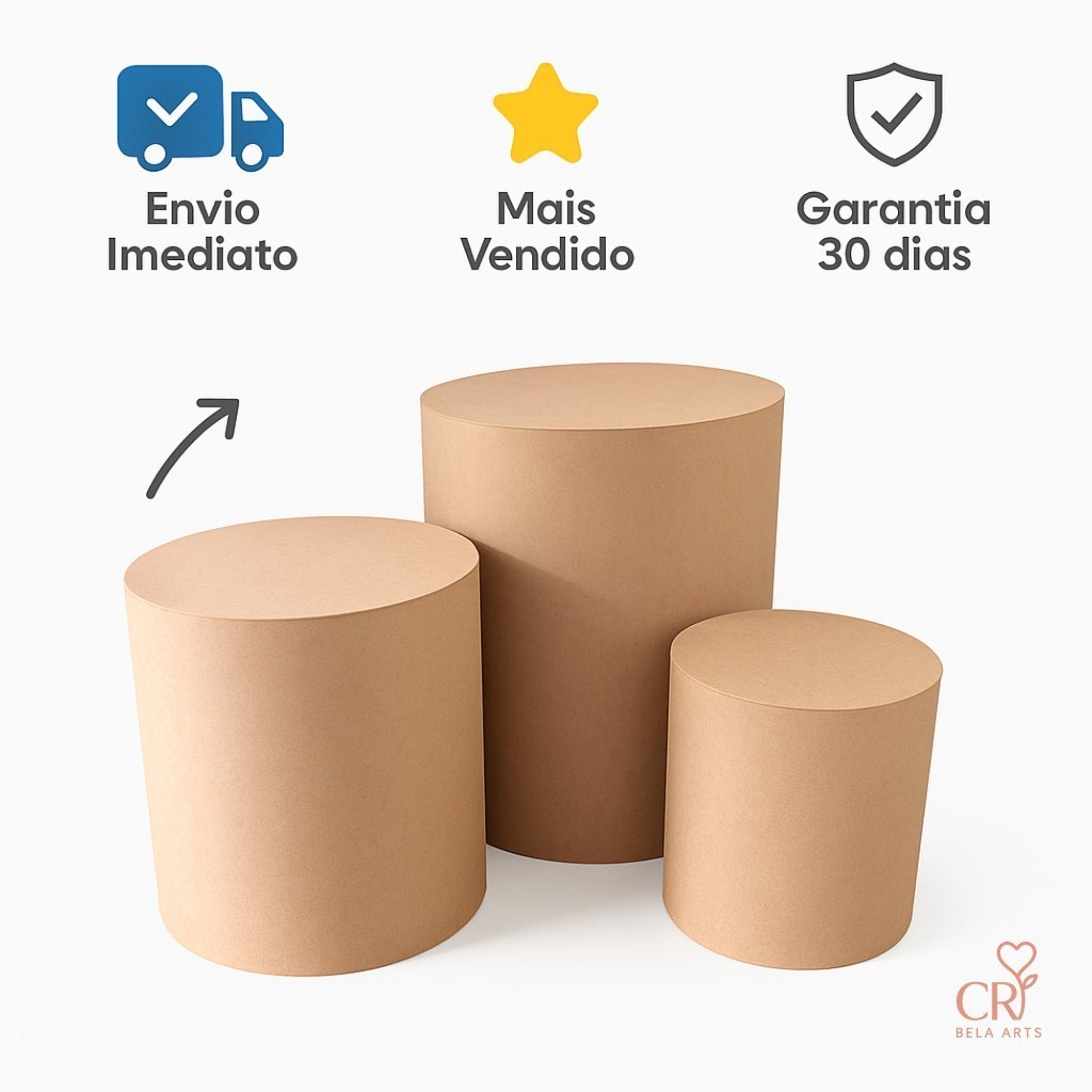 Kit Trio de Cilindros MDF Cru – Tamanhos P, M, G para Decoração de ...