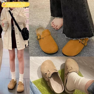 Sapatos Femininos CANNA , Chinelos De Cor Sólida Retrô Fashion , Sandálias Tamancos De Camurça Com Sola Macia