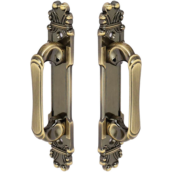 Puxador Duplo Mozart 215mm Bronze Antigo Porta Pivotante Correr Passagem Madeira Vidro Colonial Clássico Rústico