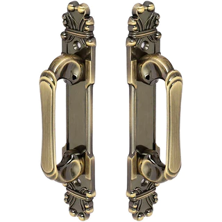 Puxador Duplo Mozart 215mm Bronze Antigo Porta Pivotante Correr Passagem Madeira Vidro Colonial Clássico Rústico