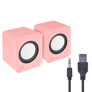 Caixa De Som 2.0 Usb 5V 2X 1W Com Controlador De Volume Rosa - Vs-01R