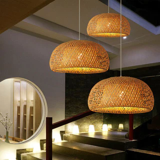 LUSTRE BAMBU PENDENTE RUSTICO LUMINARIA DE TETO LUMINARIA LANTERNA LED ESTILO JAPONESA LUMINARIA RATTAN